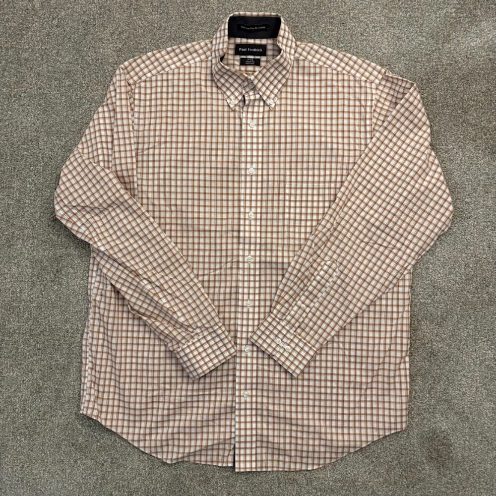 Paul Fredrick Men’s 17-36 Classic Fit Button Down Non-Iron Two Ply Cotton